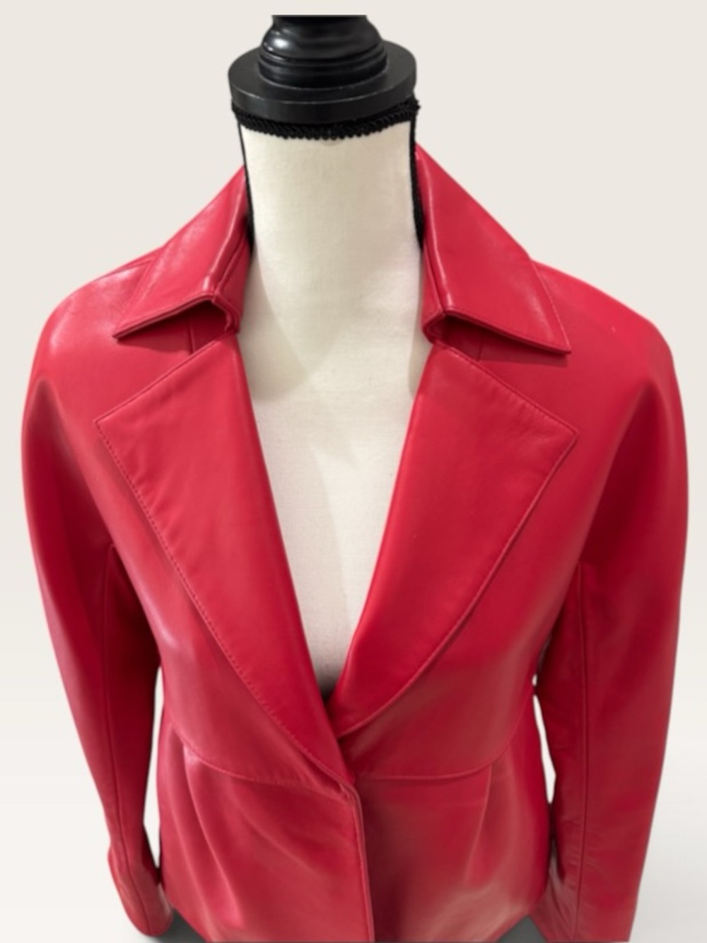 Jones NY Red Leather Jacket Blazer Small - Picture 3 of 12
